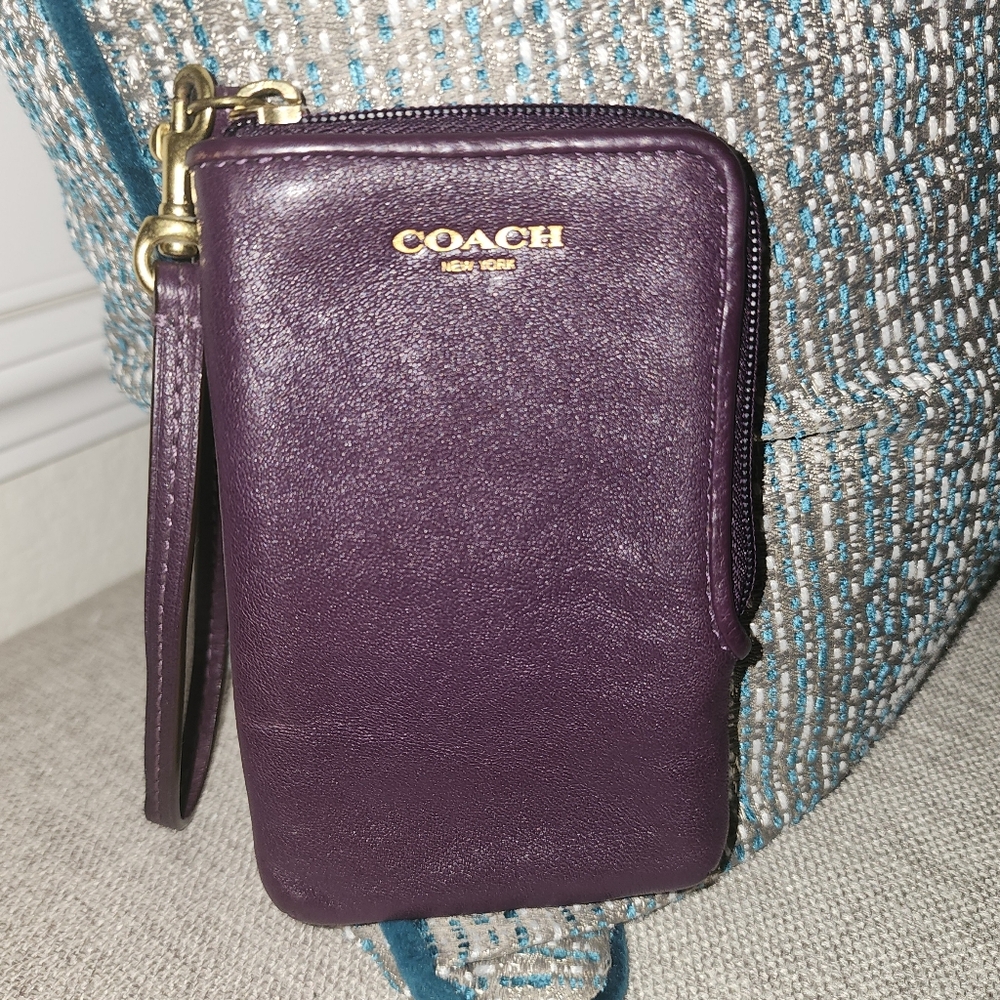 Coach Zip Wristlet in Deep Plum